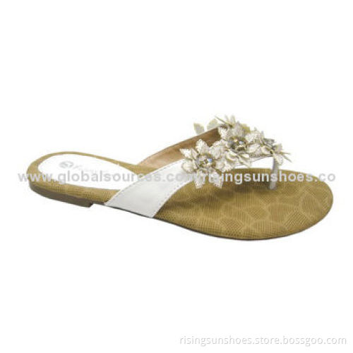 Women's Slippers, Flip-flops Design with Sequin Upper, Shiny and Good, OEM Orders are Welcome